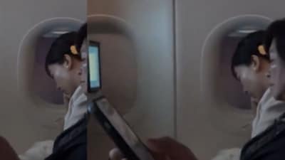 In the video, falling asleep shortly after taking her seat. (X/@Yuki) In the video, falling asleep shortly after taking her seat. (X/@Yuki)
