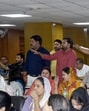 Councillors protesting against the increase in house tax at Monday’s board meeting. (Sakib Ali/HT Photo)