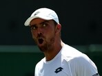 France's Benjamin Bonzi reacts during his first round match.