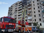Firefighters work at the site of an apartment building damaged during Russian drone and missile strikes, amid Russia's attack on Ukraine, in the town of Smila, Cherkasy region, Ukraine June 29, 2025. 