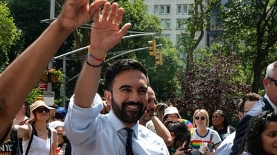 Zohran Mamdani, New York City mayoral candidate, center, greets attendees during the NYC Pride March in New York, US, on Sunday, June 29, 2025. New York City Pride's theme for 2025, "Rise Up: Pride in Protest," honors the legacy of the very first Pride March in 1970, which commemorated the one-year anniversary of the Stonewall Riots. Photographer: Klaus Galiano/Bloomberg (Bloomberg) Zohran Mamdani, New York City mayoral candidate, center, greets attendees during the NYC Pride March in New York, US, on Sunday, June 29, 2025. New York City Pride's theme for 2025, "Rise Up: Pride in Protest," honors the legacy of the very first Pride March in 1970, which commemorated the one-year anniversary of the Stonewall Riots. Photographer: Klaus Galiano/Bloomberg (Bloomberg)