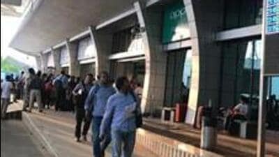 The airport police have registered a case under Sections 125 and 351(0) of the Bharatiya Nyaya Sanhita (BNS) against the unidentified sender. (HT FILE) The airport police have registered a case under Sections 125 and 351(0) of the Bharatiya Nyaya Sanhita (BNS) against the unidentified sender. (HT FILE)