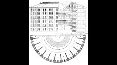 The plan of Jeremy Bentham’s panopticon prison was drawn by Willey Reveley in 1791. (HT photo) The plan of Jeremy Bentham’s panopticon prison was drawn by Willey Reveley in 1791. (HT photo)