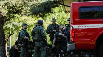 Sheriff Norris said the first call about a fire came in at 1:21 p.m., and about 40 minutes later, reports came in that firefighters were being shot at. (REUTERS)