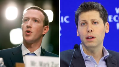 Mark Zuckerberg (L) and Sam Altman (R) are locked in a race over AI. (AP, Reuters) Mark Zuckerberg (L) and Sam Altman (R) are locked in a race over AI. (AP, Reuters)