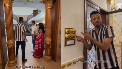 A couple's lavish Indore home featuring 24-carat gold decor amazed internet. (Instagram/priyamsaraswat) A couple's lavish Indore home featuring 24-carat gold decor amazed internet. (Instagram/priyamsaraswat)