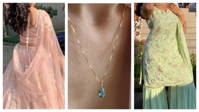Pastel ethnic outfits and jewellery have a whimiscal, romantic energy. (Reference pics: Pinterest) Pastel ethnic outfits and jewellery have a whimiscal, romantic energy. (Reference pics: Pinterest)
