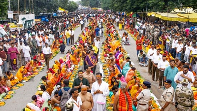 Free food being distributed during the annual Rath Yatra festival, in Ranchi, Friday, June 27. (PTI) Free food being distributed during the annual Rath Yatra festival, in Ranchi, Friday, June 27. (PTI)