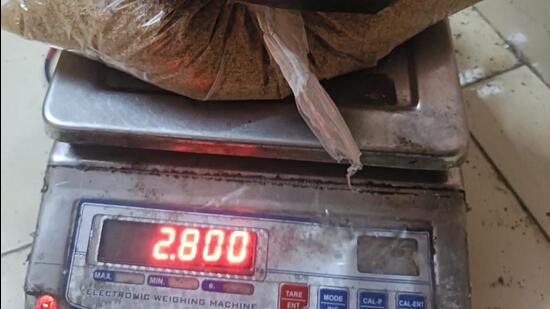 Raw material put on weighing scale to get accurate weight while making MD