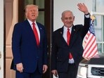 US President Donald Trump (L) with Israeli Prime Minister Benjamin Netanyahu in the White House, in Washington, US. (File)