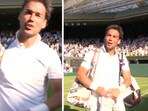Fabio Fognini requests Carlos Alcaraz, 16 years his younger, for his t-shirt to gift to his son. Fabio Fognini requests Carlos Alcaraz, 16 years his younger, for his t-shirt to gift to his son.