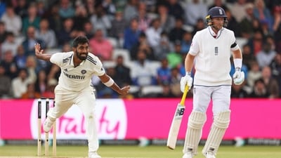 India's Jasprit Bumrah, left, reacts after bowling a delivery (AP) India's Jasprit Bumrah, left, reacts after bowling a delivery (AP)