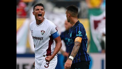 Fluminense's Brazil stalwart Thiago Silva celebrates as Lautaro Martinez looks on after Hercules scores in added time in the 2-0 win over Inter Milan in the last 16 of the Club World Cup in Charlotte, North Carolina. (REUTERS) Fluminense's Brazil stalwart Thiago Silva celebrates as Lautaro Martinez looks on after Hercules scores in added time in the 2-0 win over Inter Milan in the last 16 of the Club World Cup in Charlotte, North Carolina. (REUTERS)