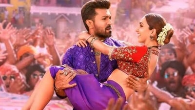Ram Charan and Kiara Advani in a still from Shankar's much-hyped film Game Changer. Ram Charan and Kiara Advani in a still from Shankar's much-hyped film Game Changer.