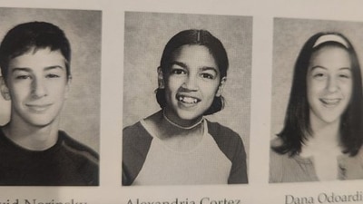 A resurfaced yearbook photo and a Republican lawmaker's comments reignite scrutiny of Rep. Alexandria Ocasio-Cortez's Bronx identity. (X/Matt Slater) A resurfaced yearbook photo and a Republican lawmaker's comments reignite scrutiny of Rep. Alexandria Ocasio-Cortez's Bronx identity. (X/Matt Slater)