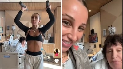 NYC influencer Cole Mattera with her mother during chemo sessions. (TikTok/@colemattera)