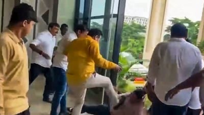 Additional commissioner of the Bhubaneswar Municipal Corporation Ratnakar Sahoo allegedly assaulted during a grievance hearing in Bhubaneswar. (@Naveen_Odisha/X) Additional commissioner of the Bhubaneswar Municipal Corporation Ratnakar Sahoo allegedly assaulted during a grievance hearing in Bhubaneswar. (@Naveen_Odisha/X)