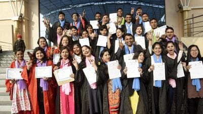 Students are cheering during convocation function of Nalanda Open University at Samrat Ashoka Convention Centre in Patna. (HT File) Students are cheering during convocation function of Nalanda Open University at Samrat Ashoka Convention Centre in Patna. (HT File)