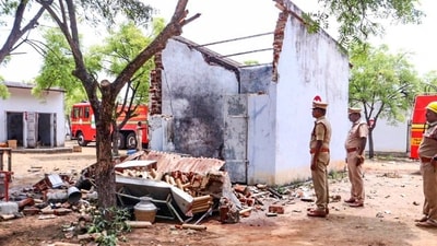 Police have launched a probe to ascertain the cause of the blast (PTI Photo) Police have launched a probe to ascertain the cause of the blast (PTI Photo)