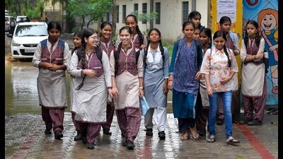 The first day saw only around 50% attendance, with continuous rainfall keeping many students at home. (Manish/HT) The first day saw only around 50% attendance, with continuous rainfall keeping many students at home. (Manish/HT)