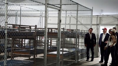 Before arriving for the visit at 'Alligator Alcatraz', US President Donald Trump joked about teaching detainees how to run away from alligators. (AP)