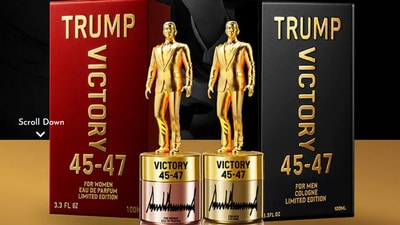 Donald Trump launches a new fragrance collection, 'Victory 45–47,' marking his anticipated return to the presidency in 2025. (gettrumpfragrances.com.) Donald Trump launches a new fragrance collection, 'Victory 45–47,' marking his anticipated return to the presidency in 2025. (gettrumpfragrances.com.)