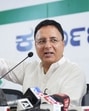 AICC general secretary Randeep Singh Surjewala addresses a press conference at the Bengaluru party office on Tuesday (PTI) AICC general secretary Randeep Singh Surjewala addresses a press conference at the Bengaluru party office on Tuesday (PTI)