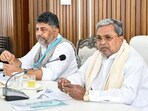 Karnataka chief minister Siddaramaiah with deputy chief minister DK Shivakumar on his right in the picture, during a meeting in Bengaluru. Karnataka chief minister Siddaramaiah with deputy chief minister DK Shivakumar on his right in the picture, during a meeting in Bengaluru.