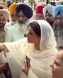 Ganieve Kaur Majithia, wife of SAD leader Bikram Singh Majithia, arguing with SSP (rural) Maninder Singh at Majithia on Tuesday. Ganieve Kaur Majithia, wife of SAD leader Bikram Singh Majithia, arguing with SSP (rural) Maninder Singh at Majithia on Tuesday.