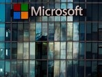 A view shows a Microsoft logo at Microsoft offices in Issy-les-Moulineaux near Paris, France, January 9, 2025. 