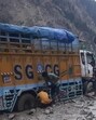 National Highway 5 blocked following a landslide near Purbani Jhula in Kinnaur district of Himachal Pradesh on Wednesday. (HT Photo)