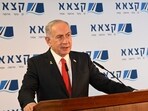 Israeli Prime Minister speaking at the EAPC facilities in Ashkelon, Israel.