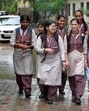 The first day saw only around 50% attendance, with continuous rainfall keeping many students at home. (Manish/HT) The first day saw only around 50% attendance, with continuous rainfall keeping many students at home. (Manish/HT)