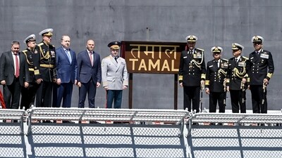Commissioning ceremony of INS Tamal (F71) by the Indian Navy took place at Yantar Shipyard in Kaliningrad, Russia on Tuesday. (ANI) Commissioning ceremony of INS Tamal (F71) by the Indian Navy took place at Yantar Shipyard in Kaliningrad, Russia on Tuesday. (ANI)
