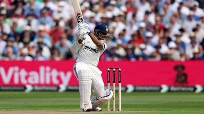 Yashasvi Jaiswal once again looked in very fluent touch, slashing and hacking his way to 87. His wicket came somewhat against the run of play, and he would have been disappointed about not registering another century. (@BCCI X)