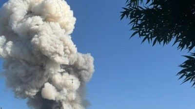 A fireworks facility exploded and caught fire in the Yolo County town of Esparto, California. (Facebook/ Blanca Garcia)