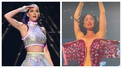 Katy Perry teared up onstage while wrapping the tour in Australia on Monday.