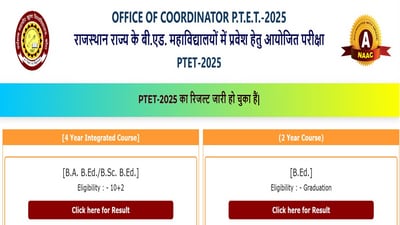 PTET Result 2025: B.A, B.Ed results declared at ptetvmoukota2025.in, link here PTET Result 2025: B.A, B.Ed results declared at ptetvmoukota2025.in, link here
