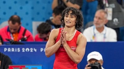 Vinesh Phogat during the 2024 Paris Olympics Vinesh Phogat during the 2024 Paris Olympics