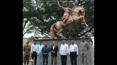 The 13.5-foot-tall, 4,000-kg bronze statue has been donated to the NDA by the Shreemath Thorle Bajirao Peshwa Pratishthan. (HT FILE)