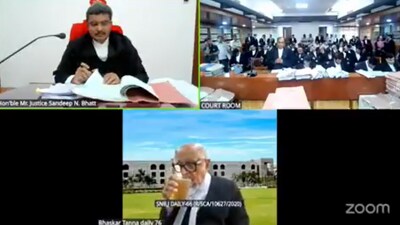 A video showing senior counsel Bhaskar Tanna casually sipping on beer from a mug has gone viral on social media. (X/RahulKajalRG) A video showing senior counsel Bhaskar Tanna casually sipping on beer from a mug has gone viral on social media. (X/RahulKajalRG)