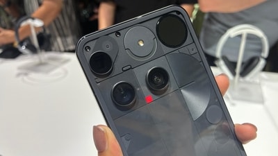 Nothing Phone 3 with is asymmetrical camera setup, and the new Glyph Matrix. (Aishwarya Panda/HT) Nothing Phone 3 with is asymmetrical camera setup, and the new Glyph Matrix. (Aishwarya Panda/HT)