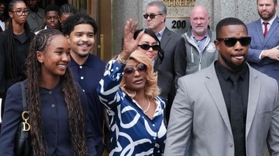 Janice Combs (C), mother of Sean "Diddy" Combs, waves as she departs alongside her grandchildren and family members at Manhattan's Federal Court after verdict were announced in Sean "Diddy" Combs' sex trafficking trial. (Photo by TIMOTHY A. CLARY / AFP) (AFP) Janice Combs (C), mother of Sean "Diddy" Combs, waves as she departs alongside her grandchildren and family members at Manhattan's Federal Court after verdict were announced in Sean "Diddy" Combs' sex trafficking trial. (Photo by TIMOTHY A. CLARY / AFP) (AFP)