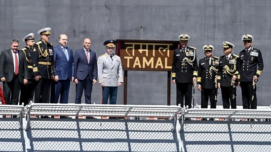 Commissioning ceremony of INS Tamal (F71) by the Indian Navy took place at Yantar Shipyard in Kaliningrad, Russia on Tuesday. (ANI)