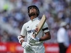 India's Yashasvi Jaiswal reacts as he walks off the field after losing his wicket on day one of the second Test India's Yashasvi Jaiswal reacts as he walks off the field after losing his wicket on day one of the second Test