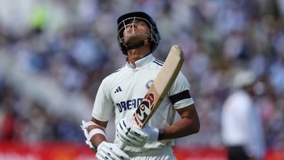 India's Yashasvi Jaiswal reacts as he walks off the field after losing his wicket on day one of the second Test (AP) India's Yashasvi Jaiswal reacts as he walks off the field after losing his wicket on day one of the second Test (AP)