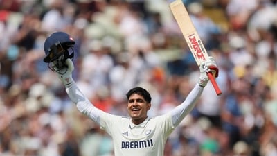 India's captain Shubman Gill celebrates after scoring a double century on day two of the second cricket test match between England and India at Edgbaston in Birmingham, England, Thursday, July 3, 2025. (AP Photo/Scott Heppell) (AP) India's captain Shubman Gill celebrates after scoring a double century on day two of the second cricket test match between England and India at Edgbaston in Birmingham, England, Thursday, July 3, 2025. (AP Photo/Scott Heppell) (AP)