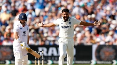 India's Akash Deep  celebrates after taking the wicket of England's Ben Duckett (Action Images via Reuters)