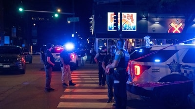 Chicago police investigate the scene of a shooting that took place at Artis Restaurant and Lounge located on Chicago Avenue in the River North neighborhood, Thursday, July 3, 2025. (AP)