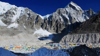 Drones have been deployed to haul garbage from Everest’s Camp 1, which sits at 6,065 meters (19,898 feet) above sea level down to base camp, about 700 meters below. (File) (AFP) Drones have been deployed to haul garbage from Everest’s Camp 1, which sits at 6,065 meters (19,898 feet) above sea level down to base camp, about 700 meters below. (File) (AFP)
